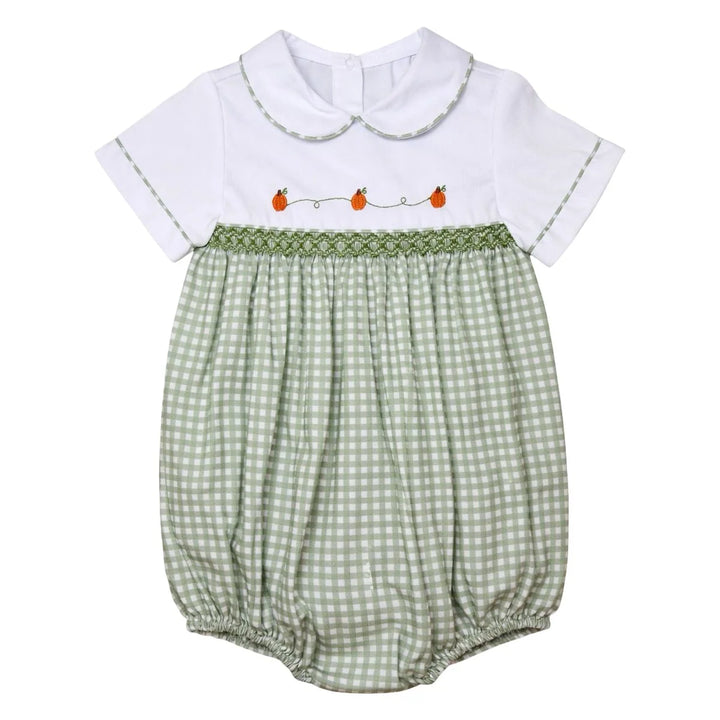 Cade Smocked Short Sleeve Bubble-Sage Pumpkins