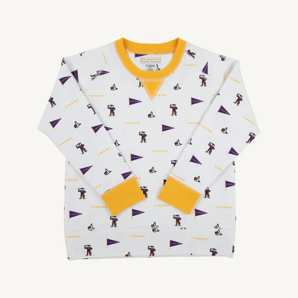 LSU Cassidy Comfy Crewneck Tenacious Tigers with LSU Gold