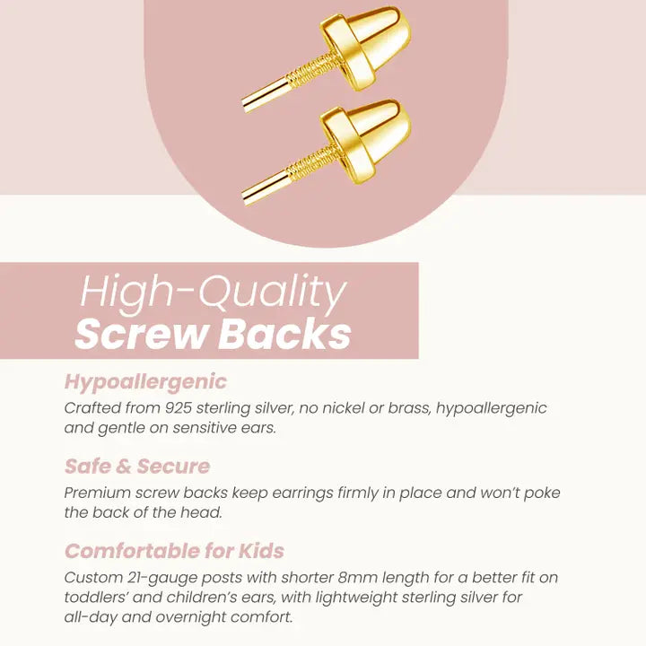 14K Gold-Plated White Pearl Earrings with Screw Backs