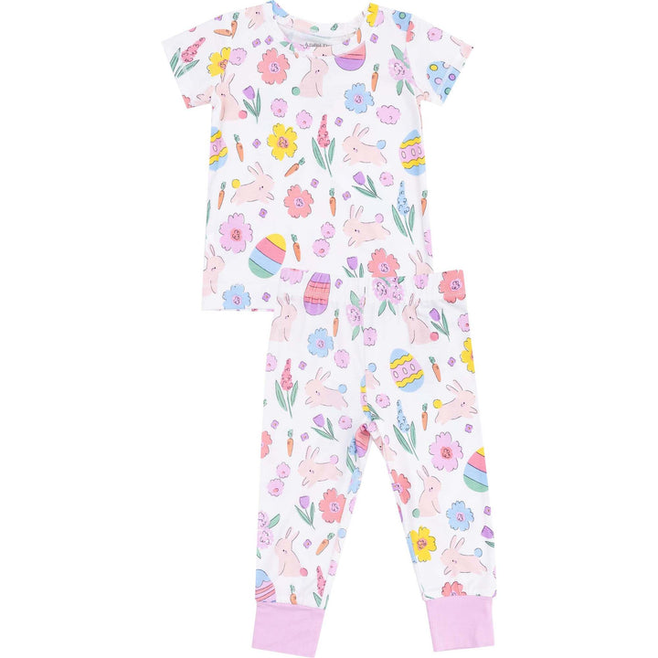 Short Sleeve Loungewear Set - Easter Bunnies Pink