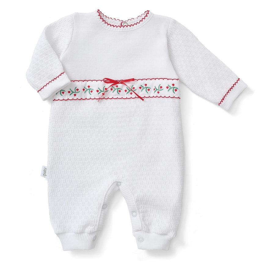 Christmas Romper with Swiss Pine Trim