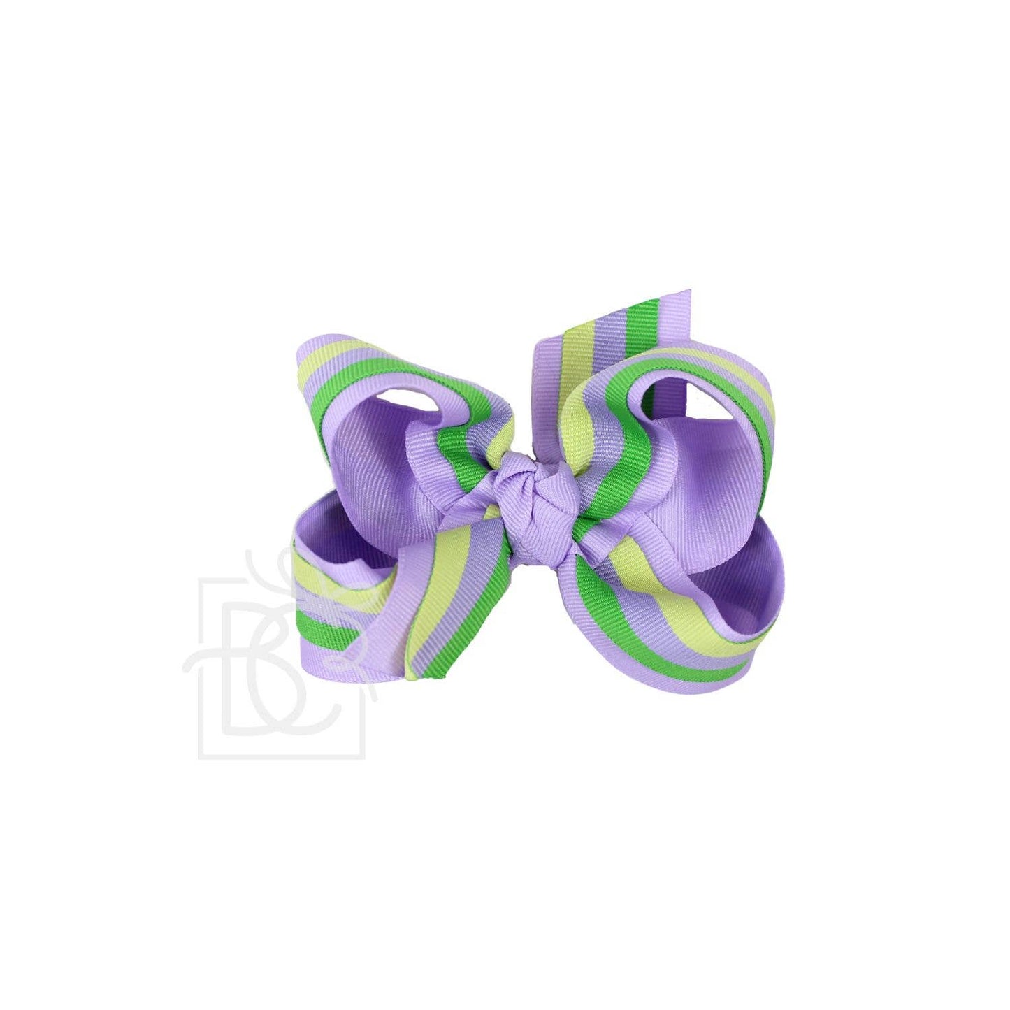 Pastel Layered Mardi Gras Stripe Bow on Alligator Clip