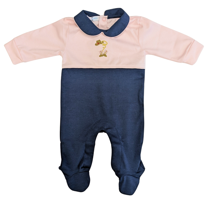 Pink Boots and Buckles Hand Embroidered Footie