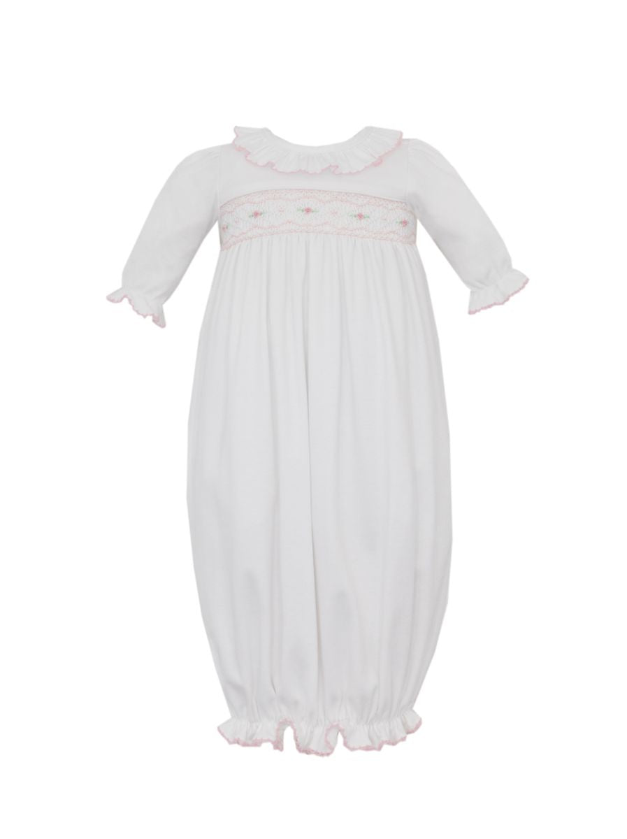 Natalie - White Knit Girl's Sac Long Sleeve