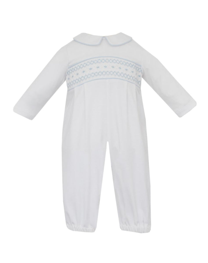Noa - White Knit Boy's Long Romper Long Sleeve