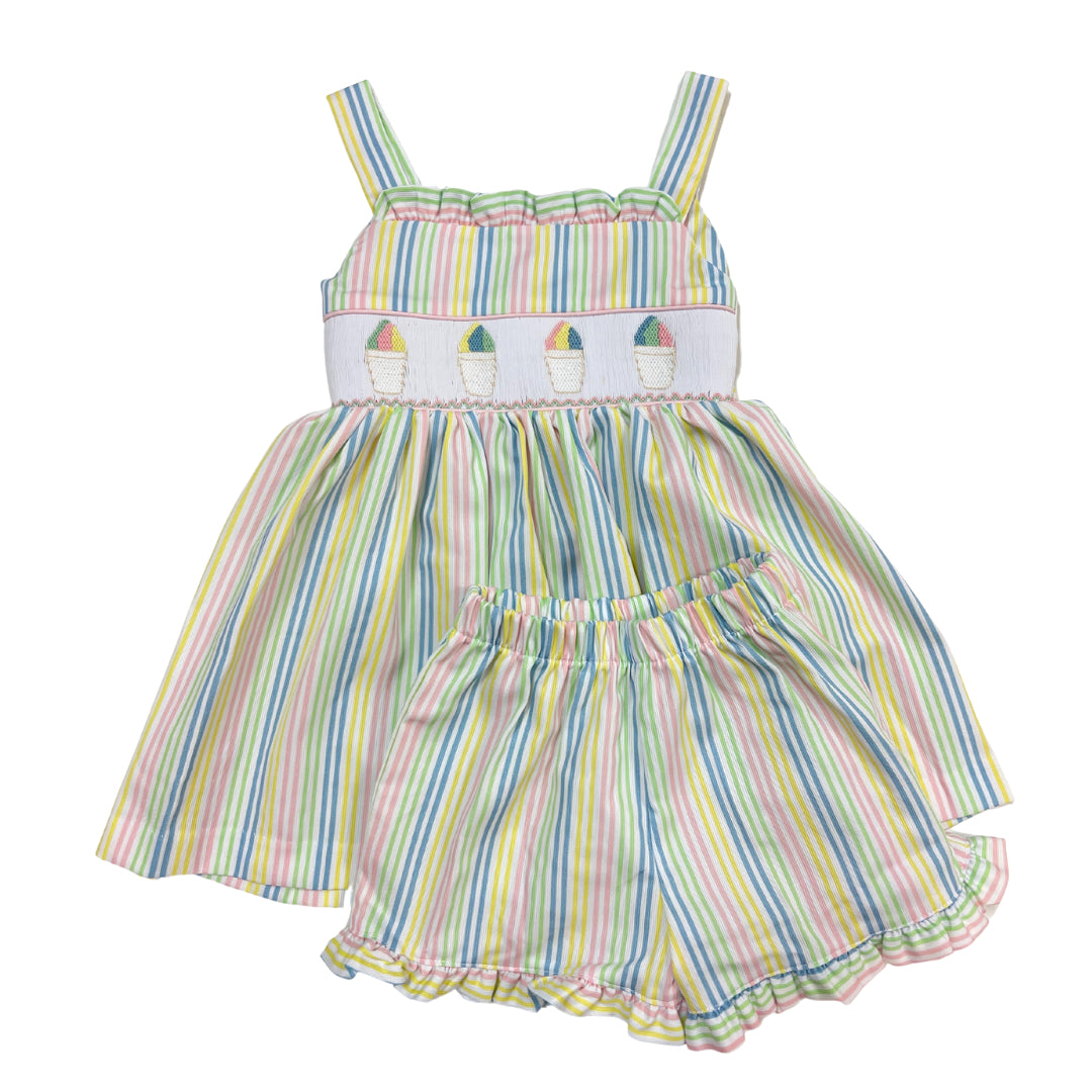 Jackie Sno Ball Smocked Short Set
