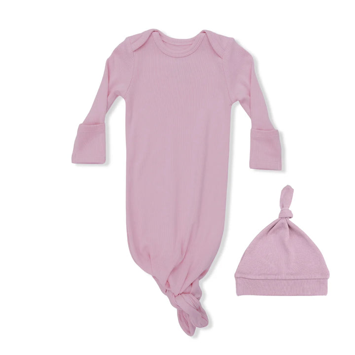 Solid Lilas Knotted Gown and Knotted Hat