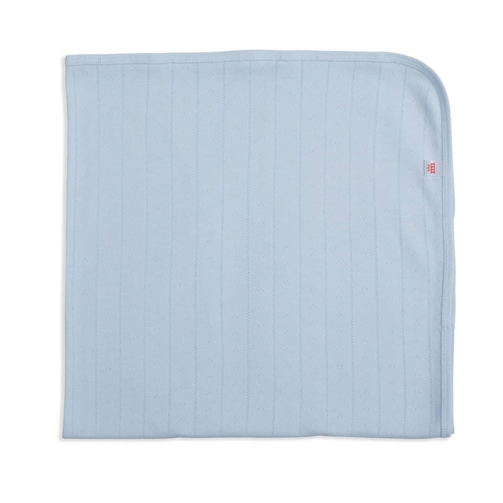 Love Lines Blue Organic Cotton Pointelle Baby Blanket