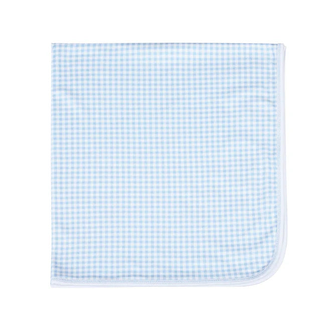 Mini Checks Receiving Blanket - Blue