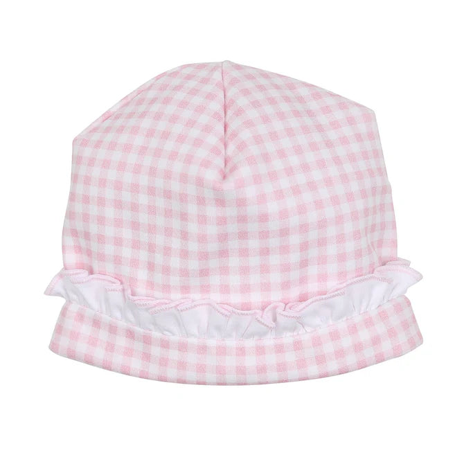 Mini Checks Ruffle Hat - Pink