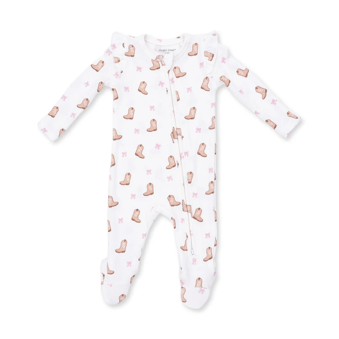 Mini Cowgirl Boots 2 Way Ruffle Sleeve Zipper Footie