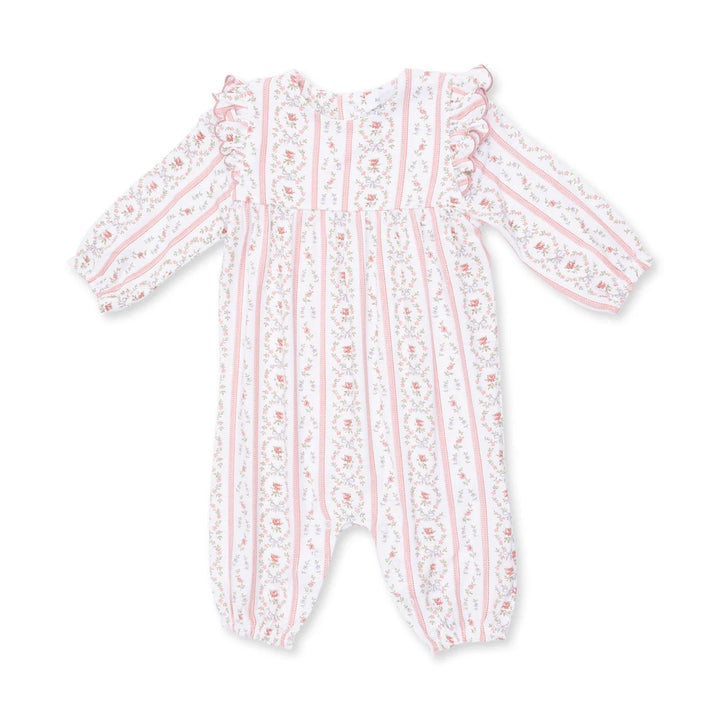 Marnie Rosebud Stripe Long Sleeve Petal Ruffle Romper