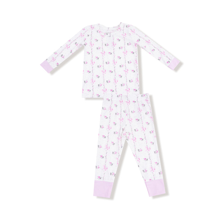 Dainty Buds And Bows Stripe - L/s Loungewear Set