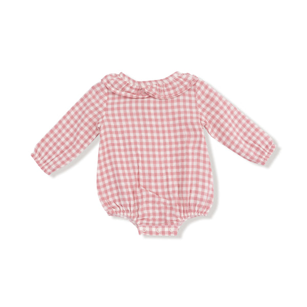 Rose Pink Plaid - Bubble W/ Ruffle Collar