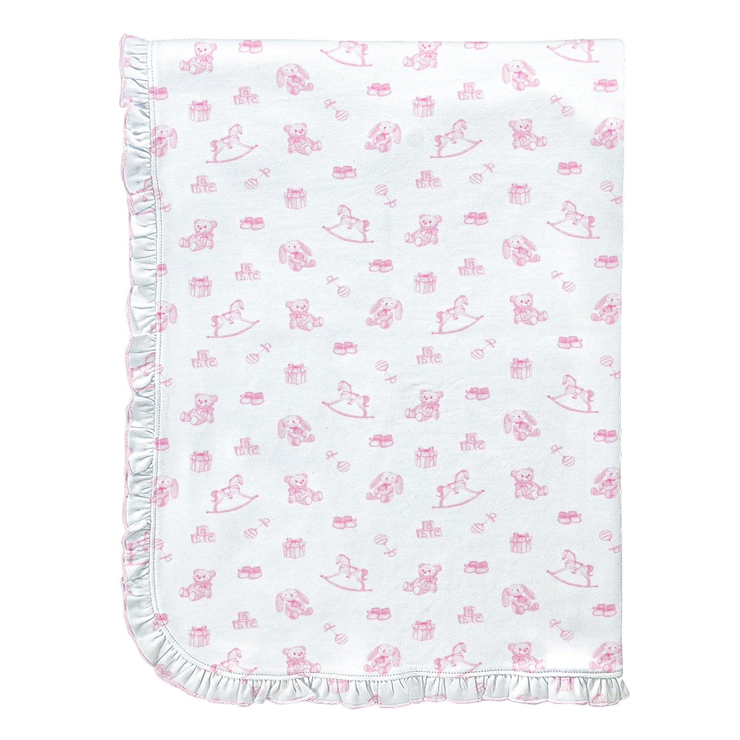 Tiny Baby Toys - Girl Printed Pima Blanket With Ruffle