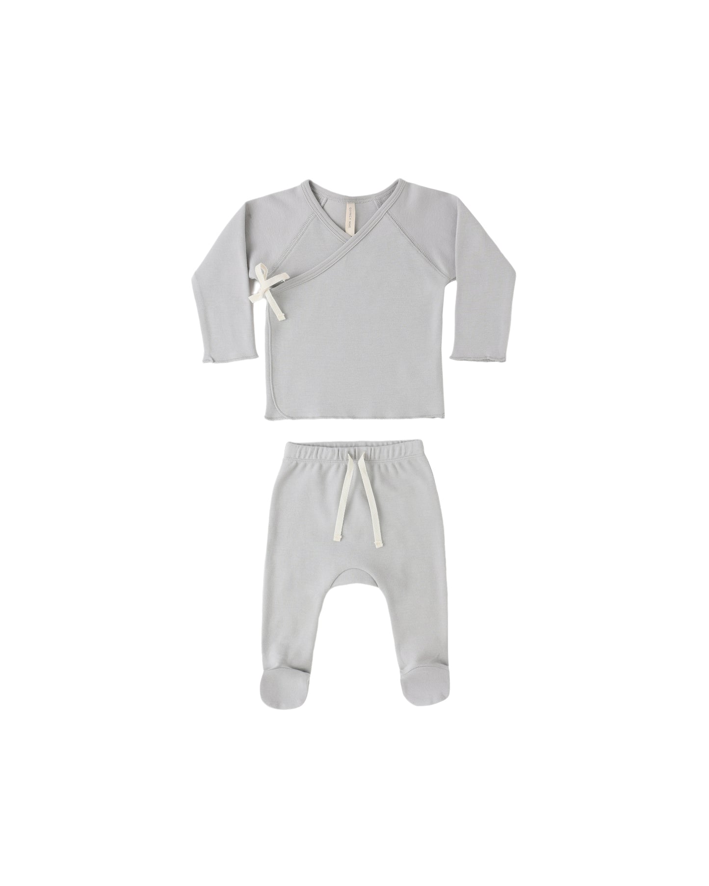 Wrap Top + Footed Pant Set - Sky