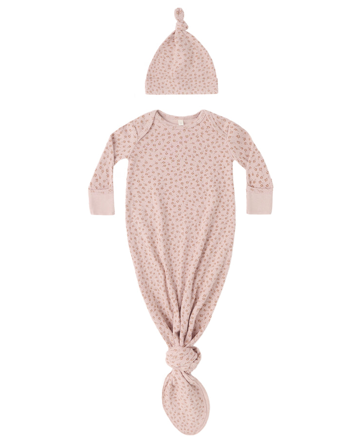 Knotted Baby Gown + Hat Set - Posy