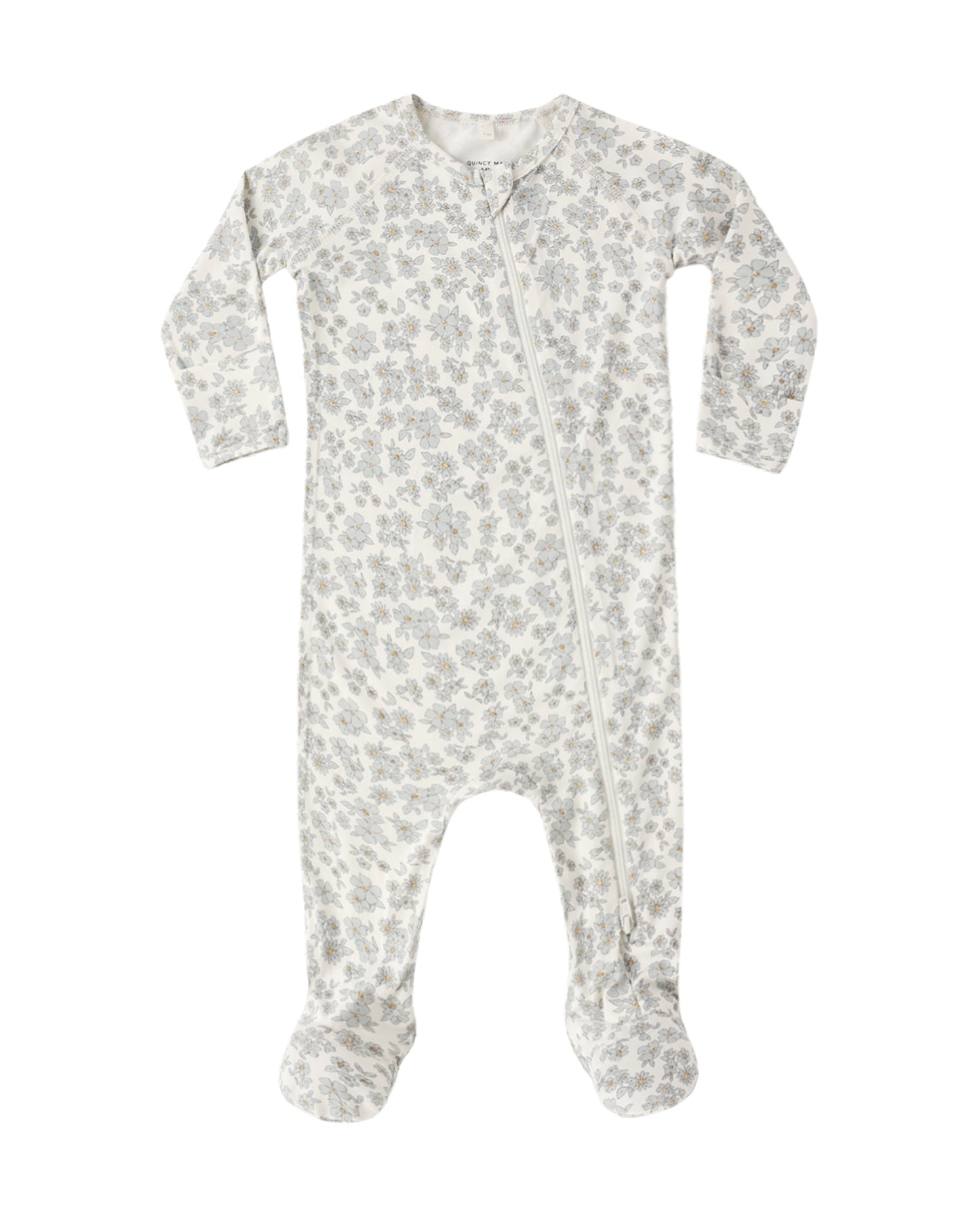 Bamboo Zip Footie - Blue Floral