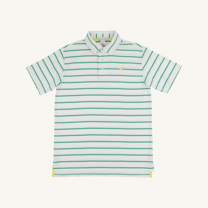 Prim And Proper Polo Short Sleeve Pima - Gibson Island Green Stripe/Lake Worth Yellow