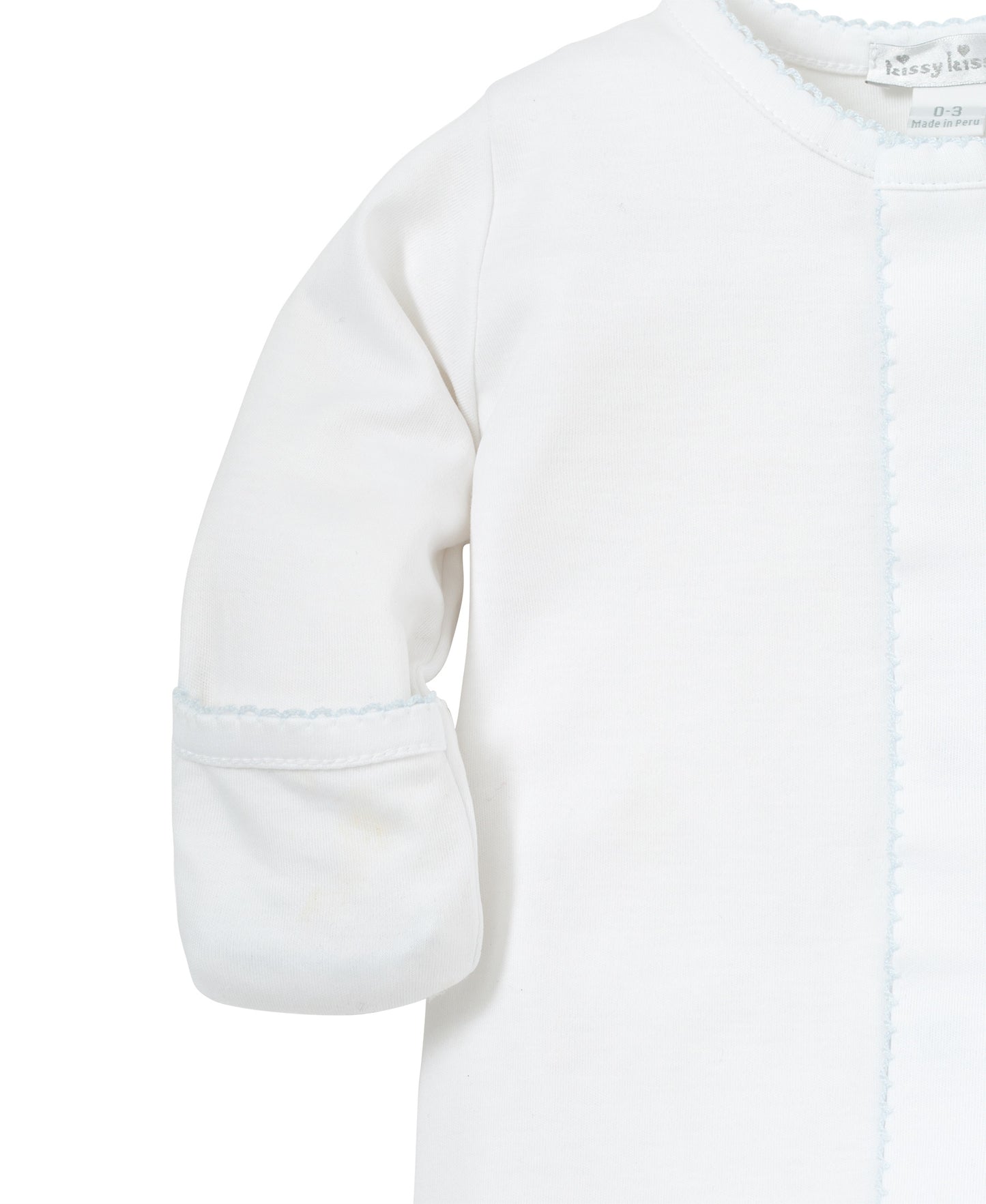 White/Light Blue Kissy Basics Footie