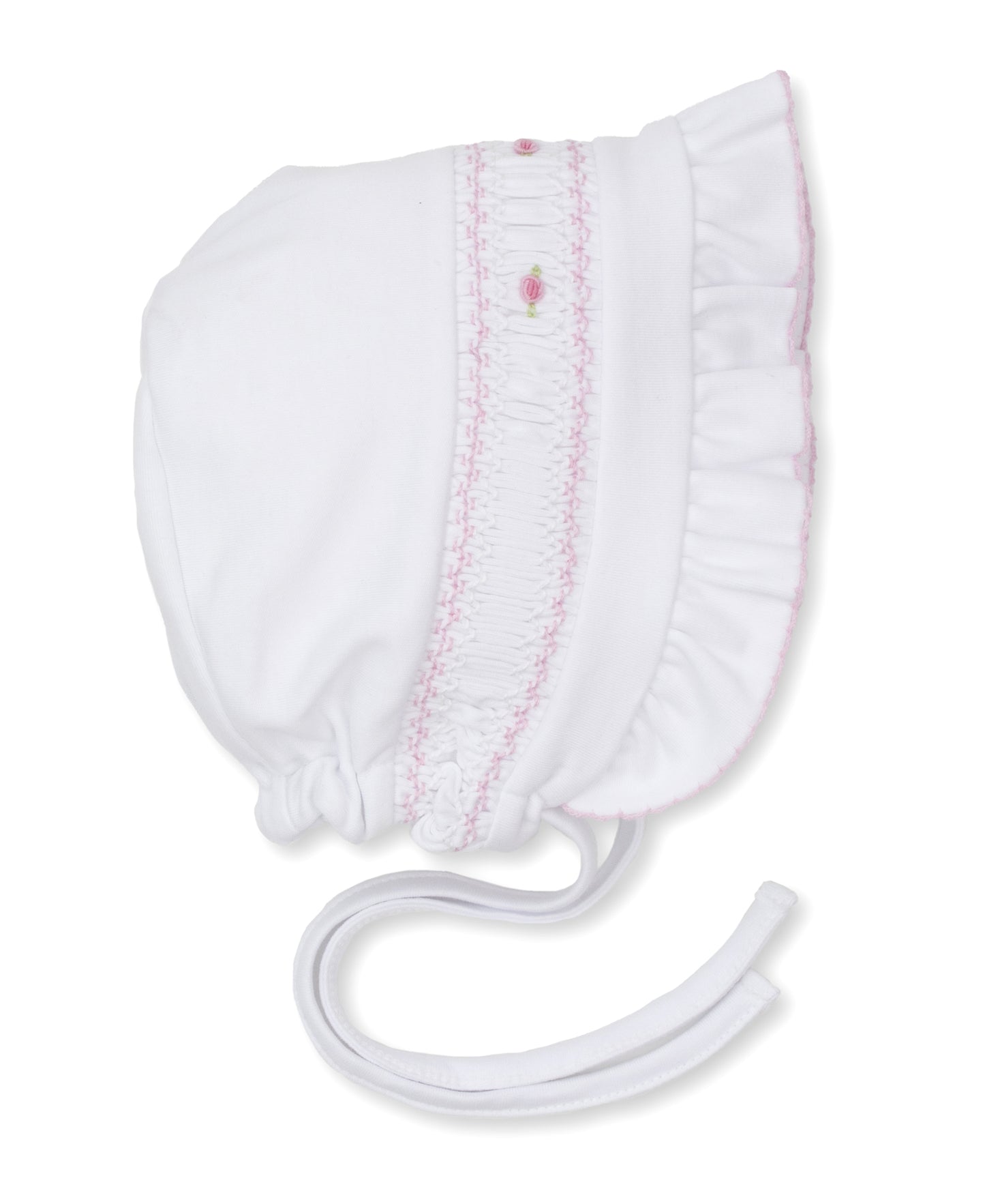 White/Pink Hand Smocked Bonnet