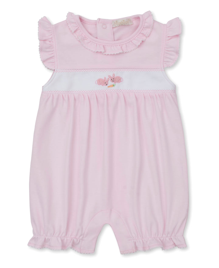 Pink Short Playsuit with Hand Emb