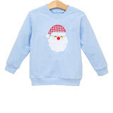 French Terry Cloth Pullover Santa Blue