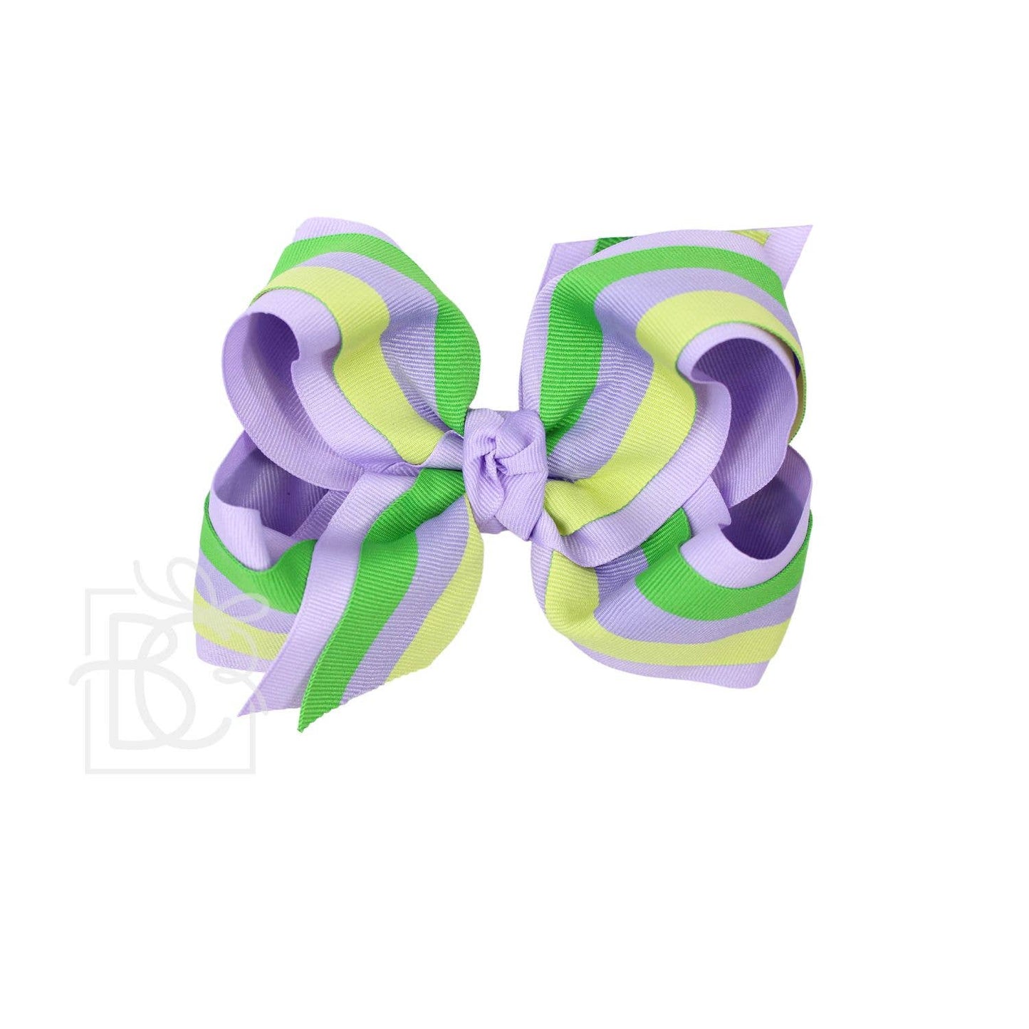 Pastel Layered Mardi Gras Stripe Bow on Alligator Clip