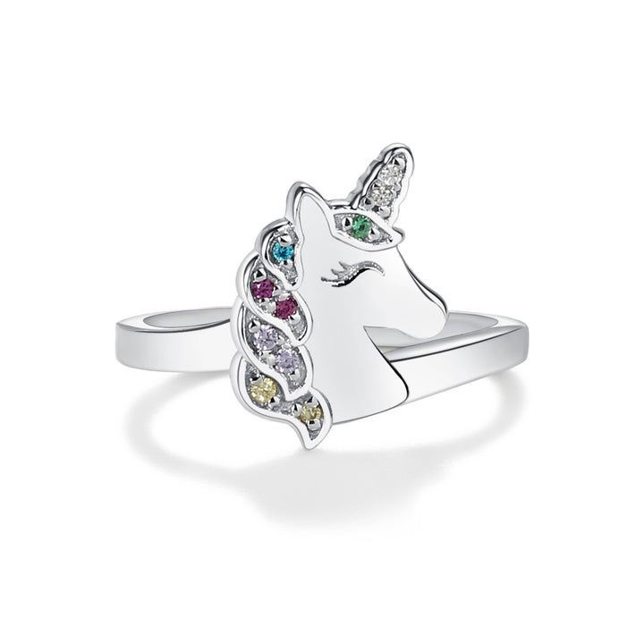 Sterling Silver Unicorn Baby Ring for Girls & Kids - Rainbow