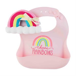 Pink Girl Silicone Bib & Rattle Set