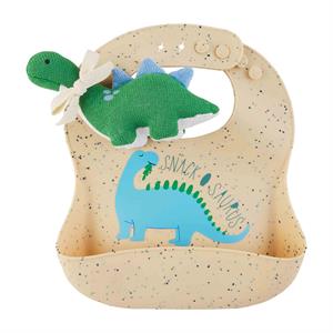 Dinosaur Silicone Bib & Rattle Set