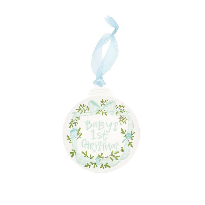 Baby's First Christmas Blue Metal Ornament