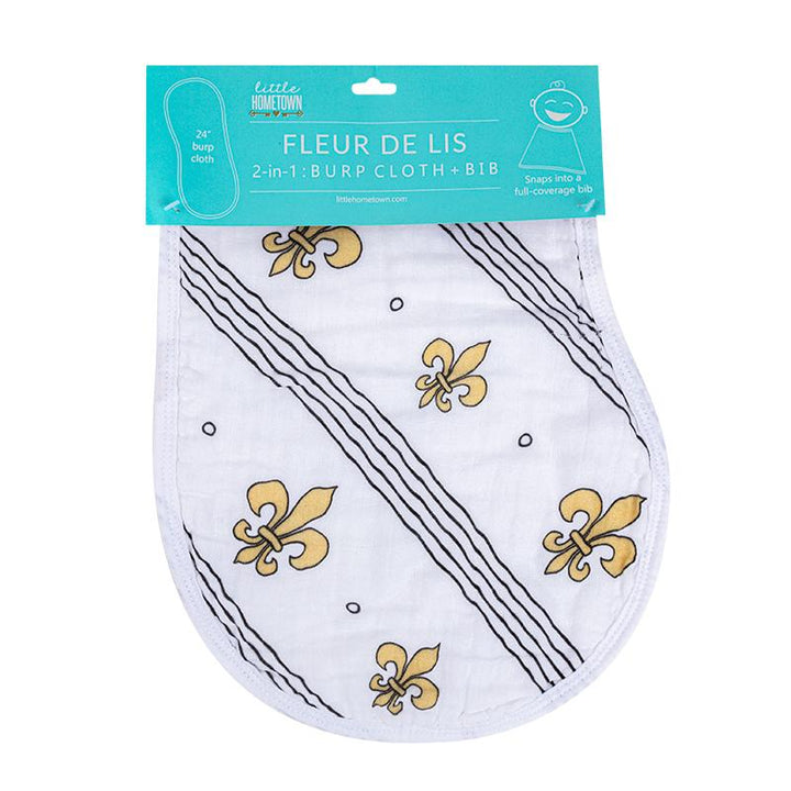 2-in-1 Burp Cloth and Bib: Fleur de Lis