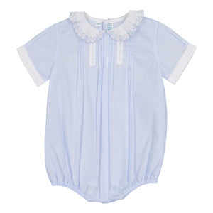 Boys Vintage Scalloped Collar Creeper - Blue/White
