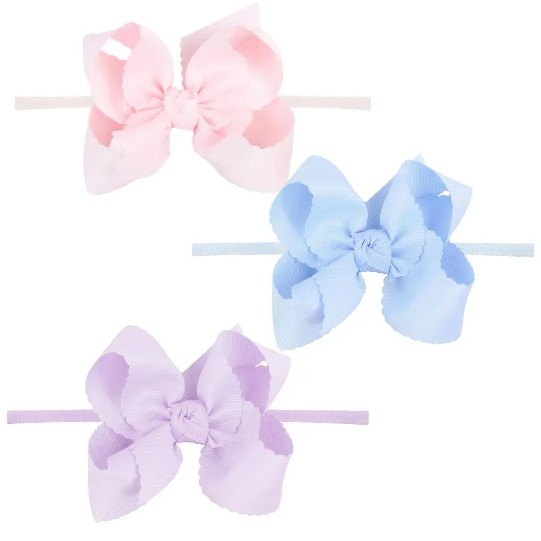 Headband with 3.5" Medium Scalloped Edge Bow