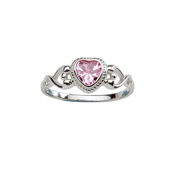 Sterling Silver Pink Heart Baby Ring for Kids Jewelry