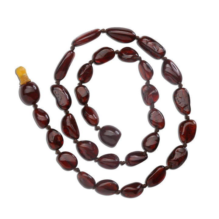 Amber Teething Necklace - Dark Cherry