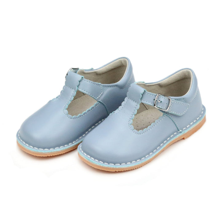 Selina Scalloped T-Strap Mary Jane Dusty Blue