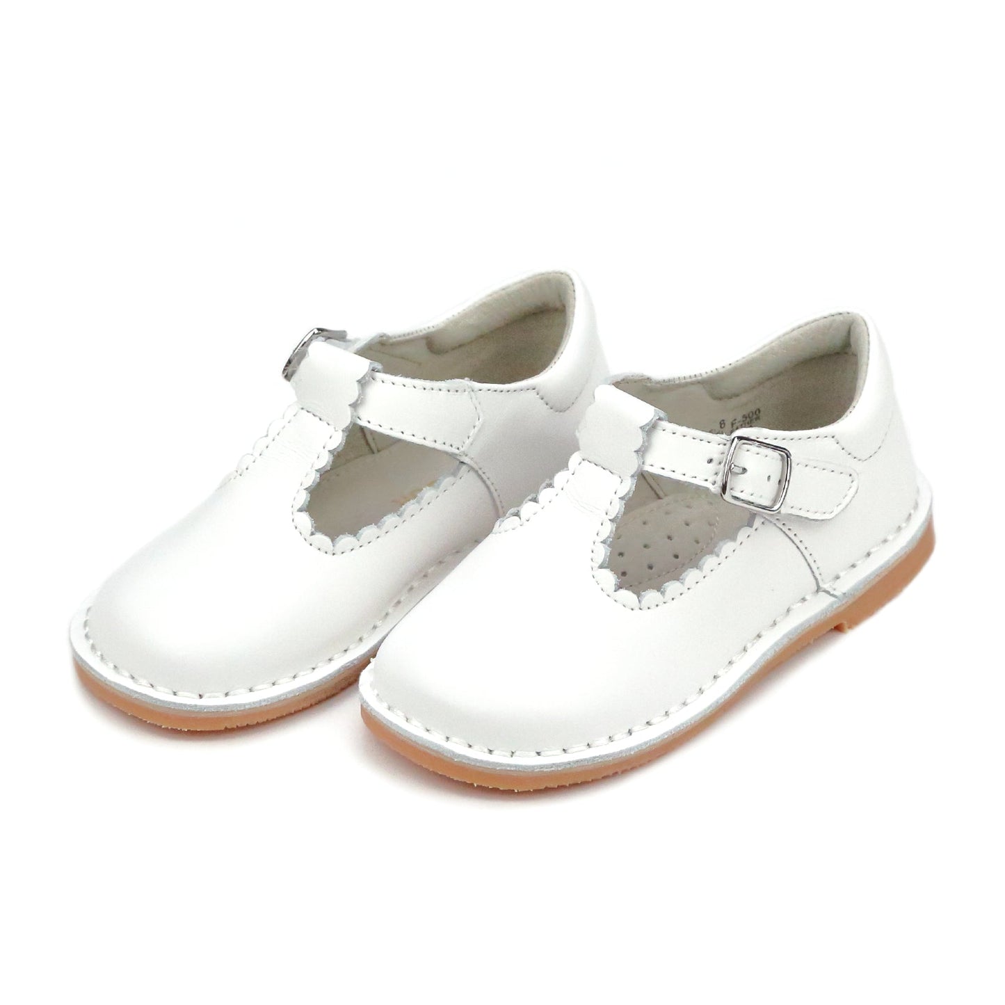 Selina Scalloped T-Strap Mary Jane White