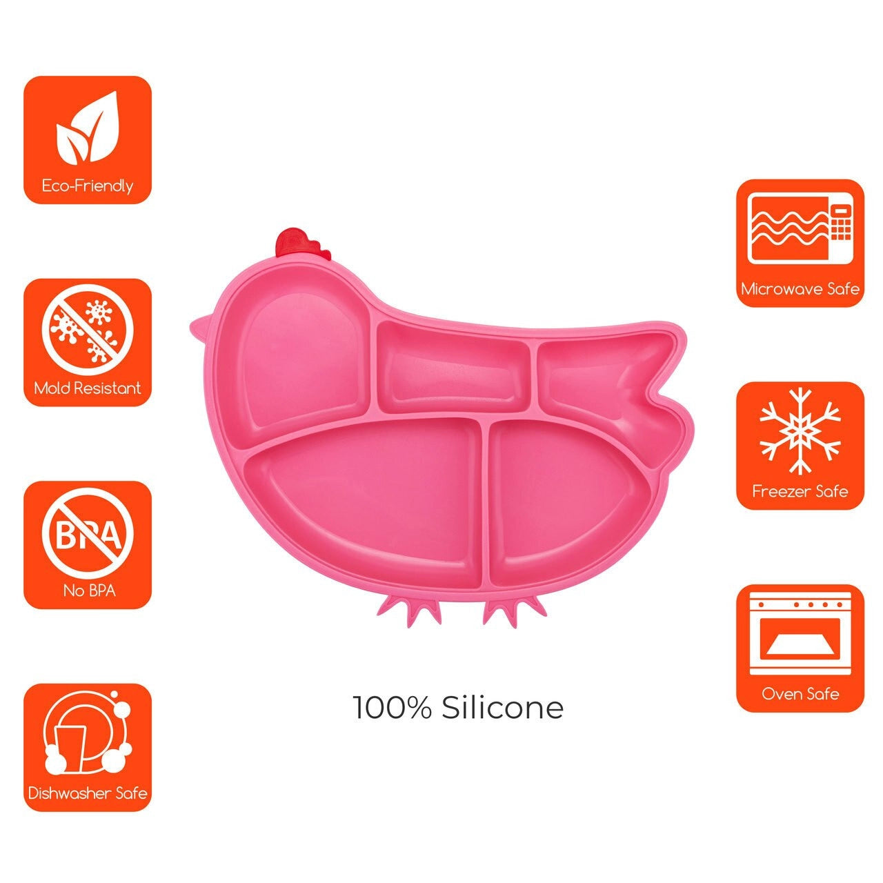 Silicone Suction Divided Chicken Plate