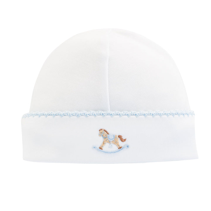 Cute Rocking Horse Round Hat with Crochet Trim