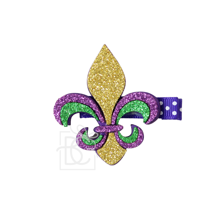 Glitter Fleur De Lis Mardi Gras Shaker on Clip