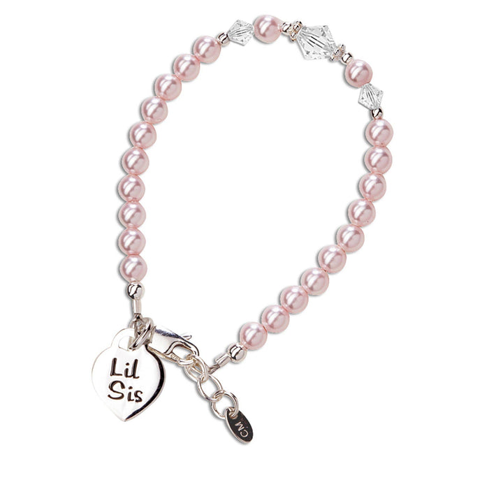 Lil Sis (Pink) - Sterling Silver Little Sister Bracelet