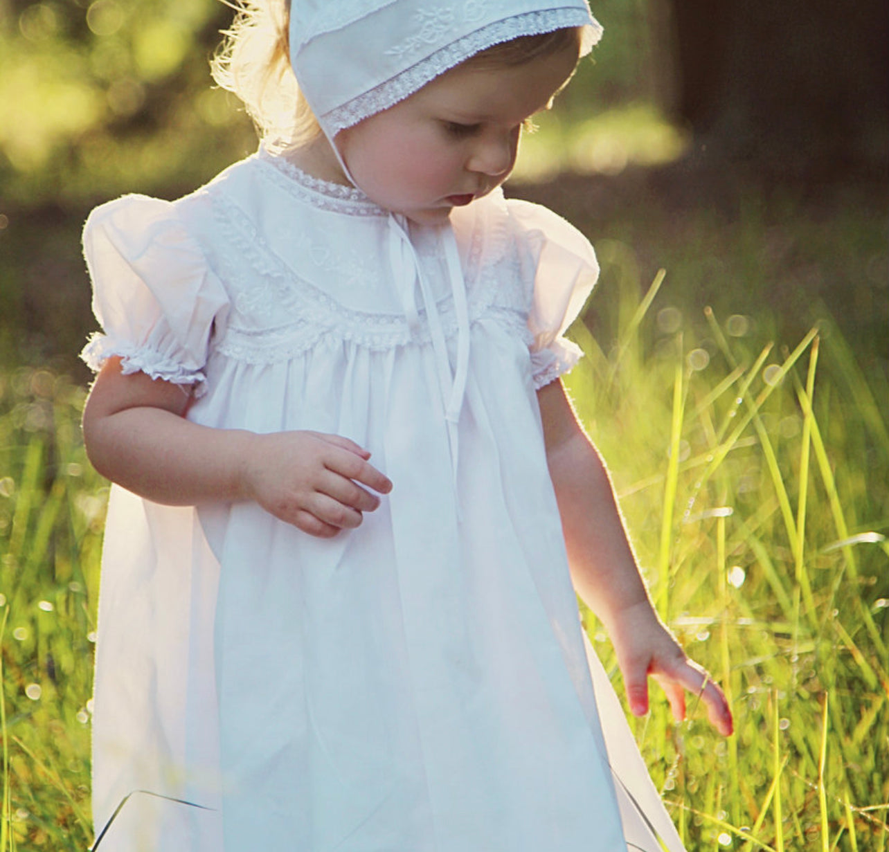 Girls Lacy Yoke Special Occasion Set - White