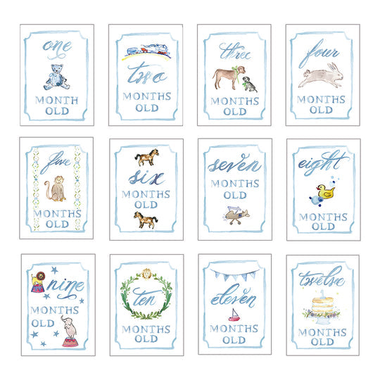 Blue Monthly Milestone Card Set