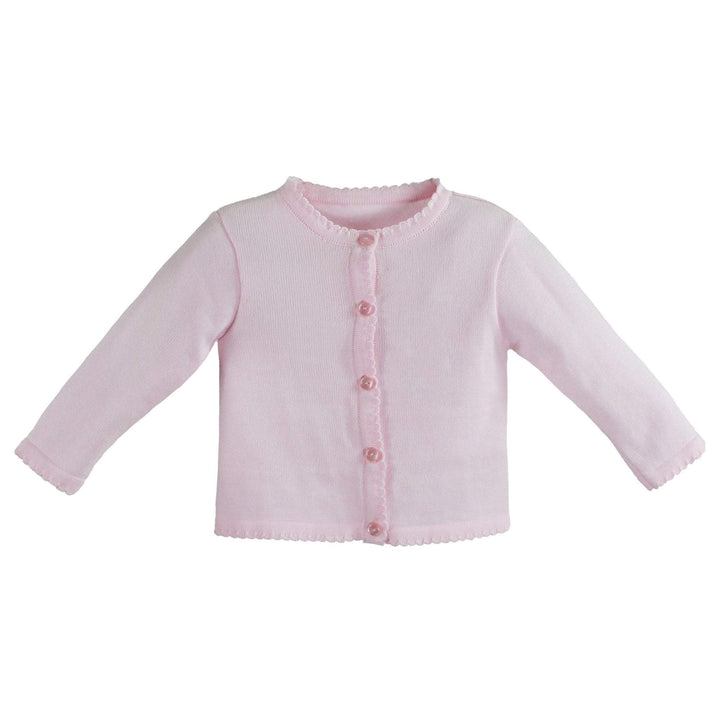 Pink Scalloped Edge Cardigan Sweater