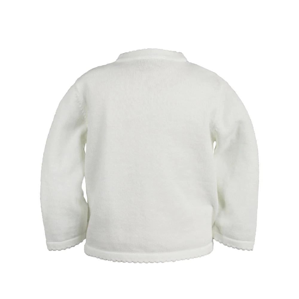 White Scalloped Edge Cardigan Sweater