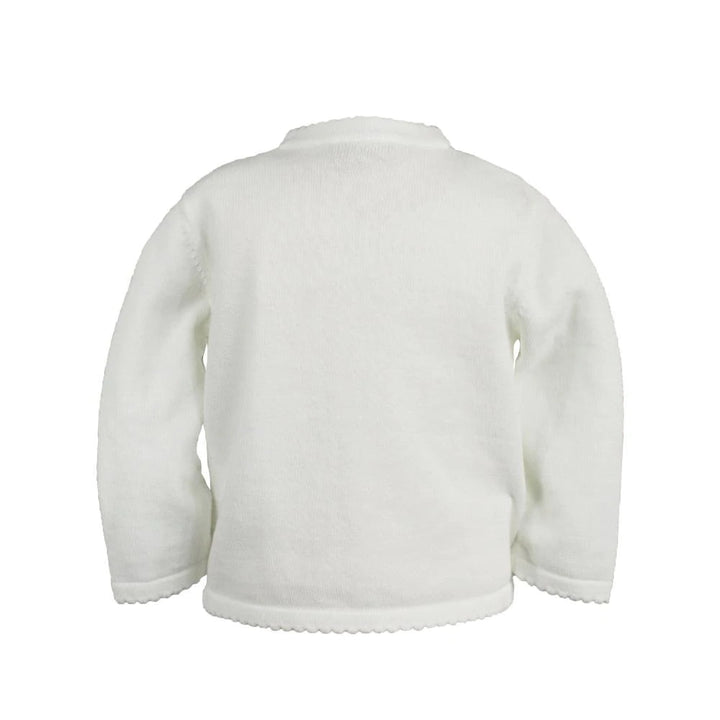 White Scalloped Edge Cardigan Sweater