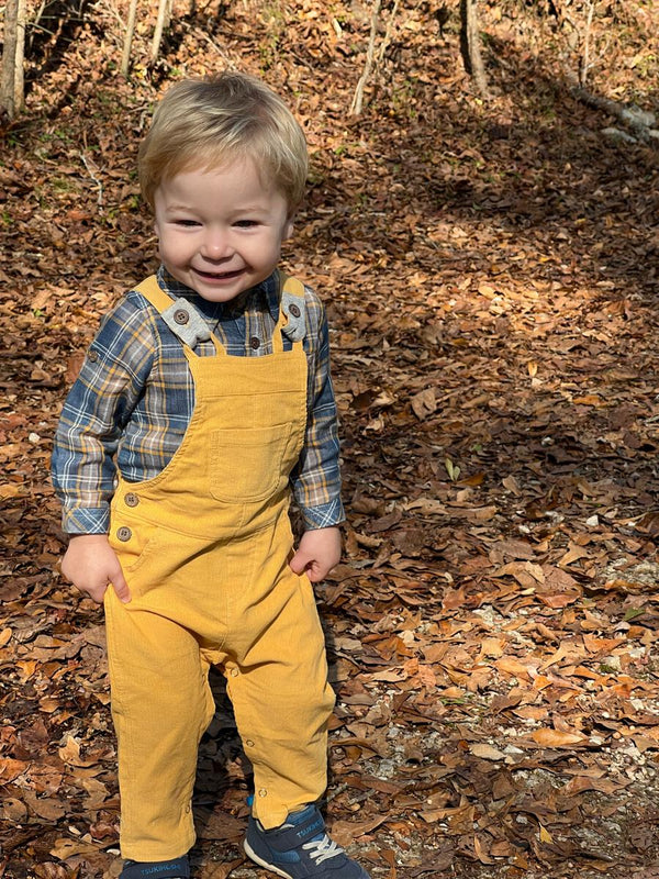 Jasper Woven Onesie in Blue/Grey