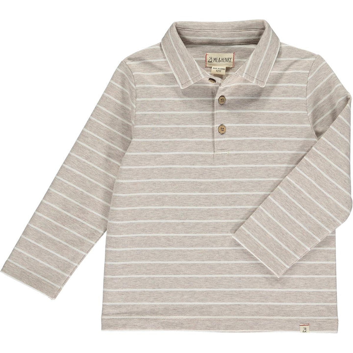 Midway Polo in grey/cream stripe